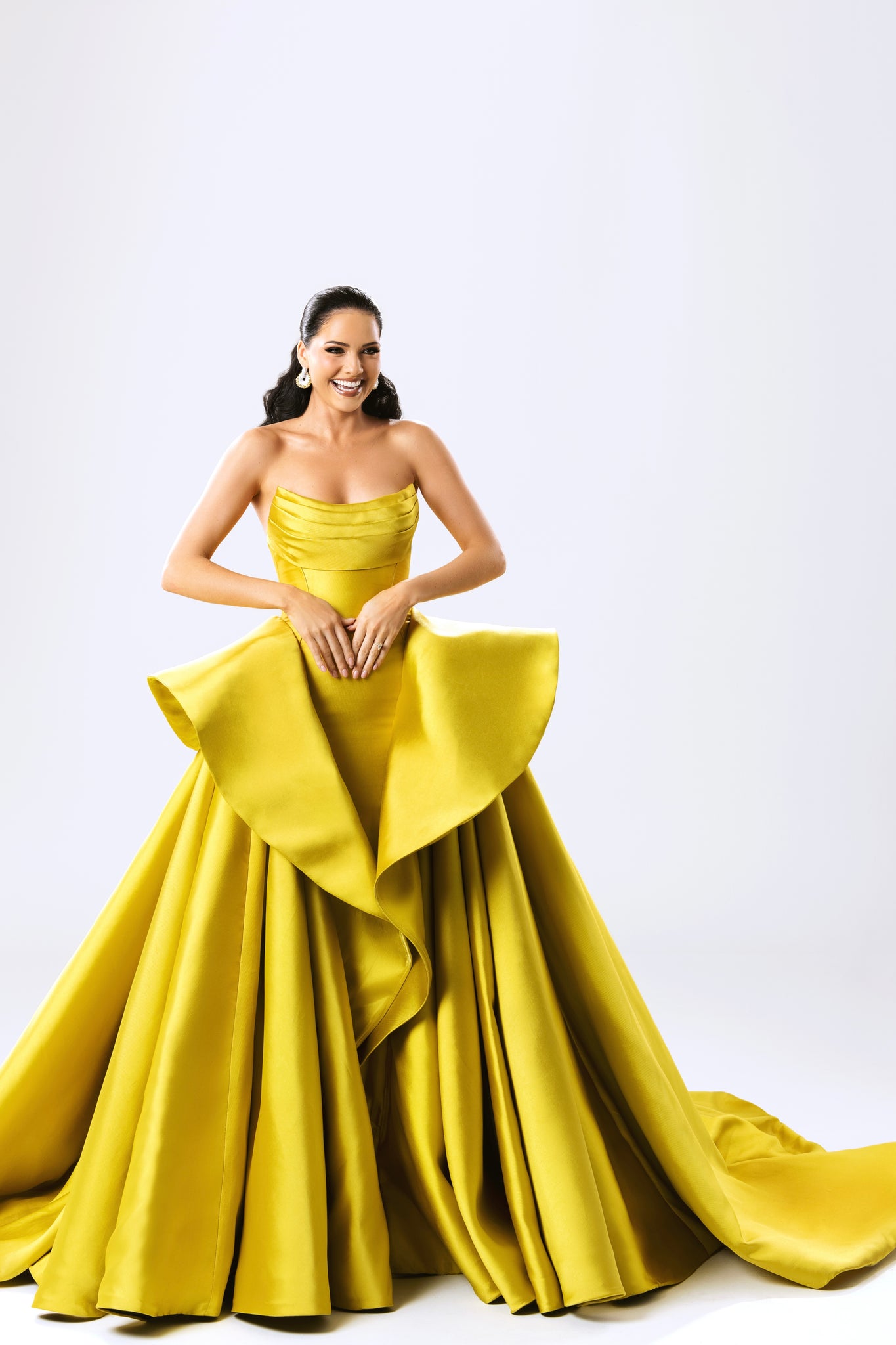 Yellow Satin Ballgown
