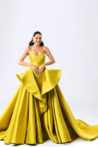Yellow Satin Ballgown